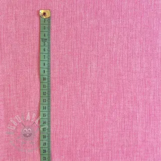 Len bawełna Fishbone fuchsia