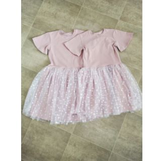Tyl na TUTU Rainbow HEARTS lilac
