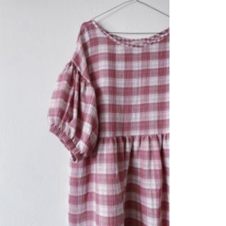 Muślin double gauze CHECKS MINI mauve