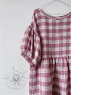 Muślin double gauze Double sided CHECKS MINI mauve