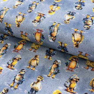 Dzianina Raincoat ducklins grey digital print