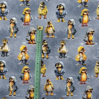 Dzianina Raincoat ducklins grey digital print