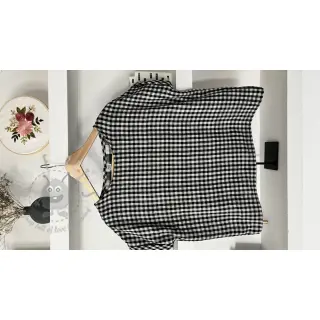 Muślin double gauze Double sided CHECKS MINI black