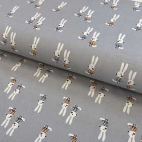 Dzianina Bunny buddies grey digital print