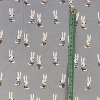 Dzianina Bunny buddies grey digital print