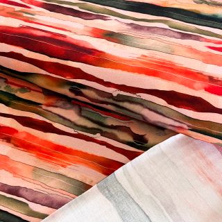 Dzianina dresowa Wavy stripes camel digital print