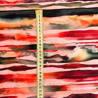 Dzianina dresowa Wavy stripes camel digital print