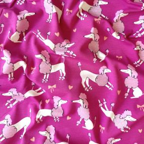 Dzianina Glitter poodles fuchsia