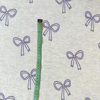 Dzianina Glitter bows ecru melange