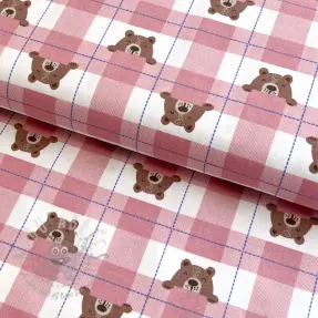 Bawełniana tkanina FLANNEL Bear check light pink