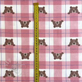 Bawełniana tkanina FLANNEL Bear check light pink