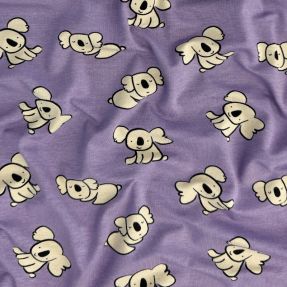 Dzianina Koalas purple digital print ORGANIC