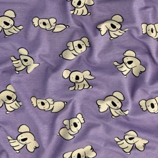 Dzianina Koalas purple digital print ORGANIC