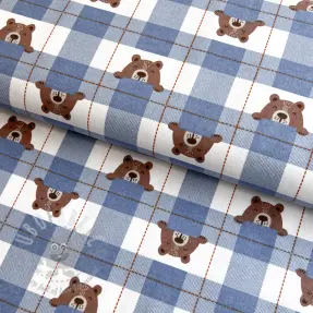Bawełniana tkanina FLANNEL Bear check jeans