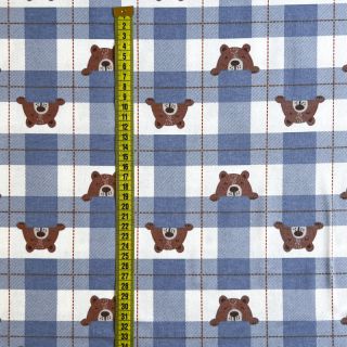 Tkanina bawełniana FLANNEL Bear check jeans