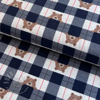 Bawełniana tkanina FLANNEL Bear check navy