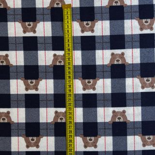 Bawełniana tkanina FLANNEL Bear check navy