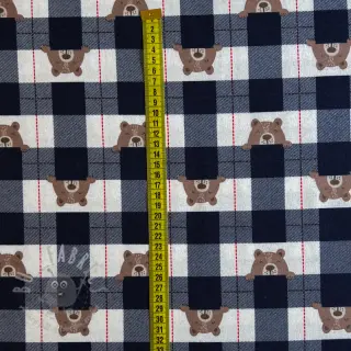 Bawełniana tkanina FLANNEL Bear check navy