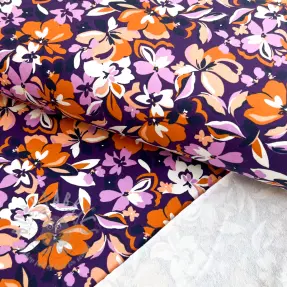 Dresówka Bright flowers design purple ochre