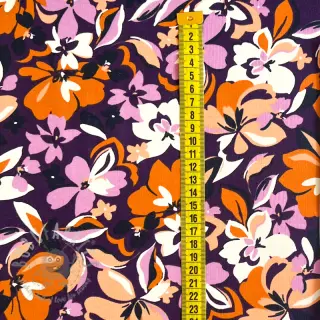 Dresówka Bright flowers design purple ochre