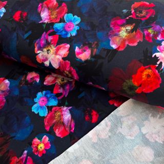 Dzianina dresowa Wild rose navy digital print