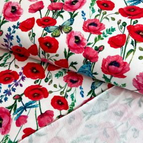 Dresówka Poppy flowers white digital print