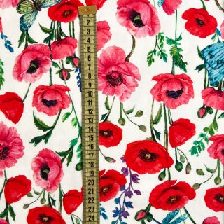 Dresówka Poppy flowers white digital print