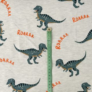Dzianina Dinosaurs ecru melange