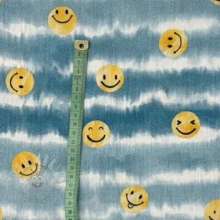 Muślin double gauze Happy faces jeans digital print