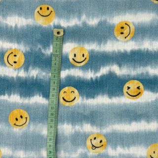 Muślin podwójny Happy faces jeans digital print