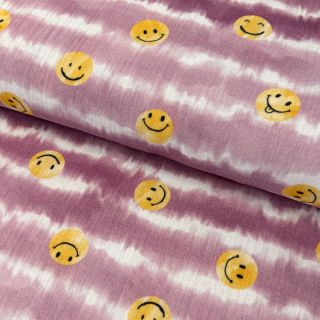 Muślin podwójny Happy faces blush digital print