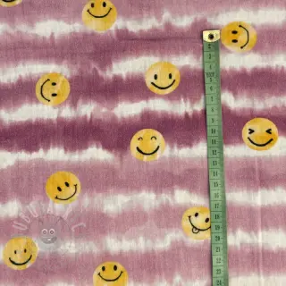Muślin double gauze Happy faces blush digital print