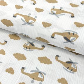 Muślin double gauze Helicopters off white