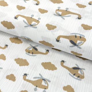 Muślin double gauze Helicopters off white