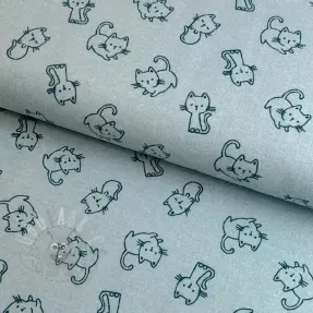 Bawełniana tkanina FLANNEL Cats mint