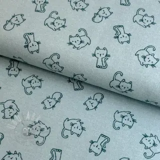 Bawełniana tkanina FLANNEL Cats mint