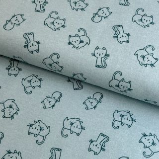 Tkanina bawełniana FLANNEL Cats mint