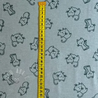 Bawełniana tkanina FLANNEL Cats mint