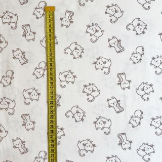 Tkanina bawełniana FLANNEL Cats off white