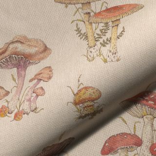 Tkanina dekoracyjna Linenlook premium Mushroom Hand Drawn digital print