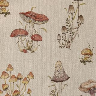 Tkanina dekoracyjna Linenlook premium Mushroom Hand Drawn digital print