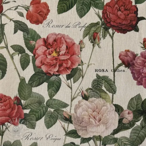 Tkanina dekoracyjna Linenlook premium Vintage Rose Garden digital print