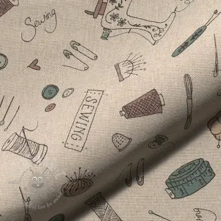 Tkanina dekoracyjna Linenlook Sewing Doodle Craft