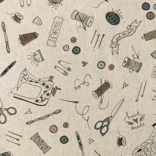 Tkanina dekoracyjna Linenlook Sewing Doodle Craft