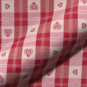 Tkanina dekoracyjna żakardowa DOUBLE FACE Landhaus Heart Check dark red