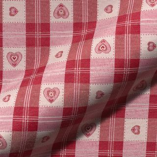 Tkanina dekoracyjna żakardowa DOUBLE FACE Landhaus Heart Check dark red