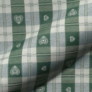 Dekoračná látka jacquard DOUBLE FACE Landhaus Heart Check forest green