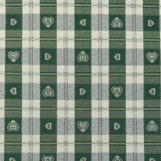 Dekoračná látka jacquard DOUBLE FACE Landhaus Heart Check forest green