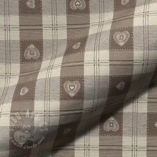 Tkanina dekoracyjna jacquard DOUBLE FACE Landhaus Heart Check taupe