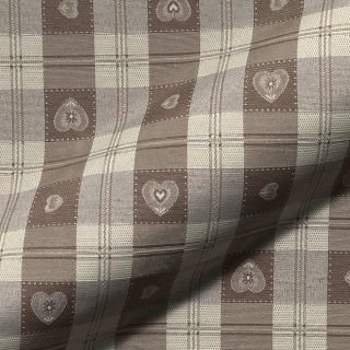 Tkanina dekoracyjna żakardowa DOUBLE FACE Landhaus Heart Check taupe